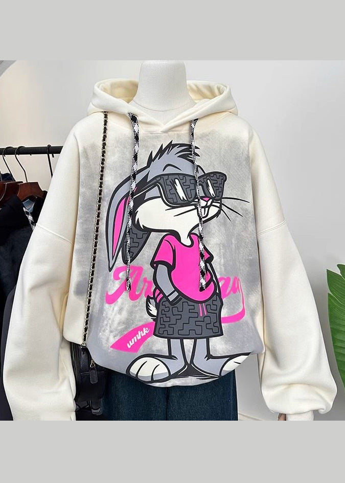 Fashion Grey Hooded Cartoon Print Cotton Sweatshirts Spring YF010 ABC