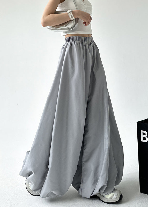 Fashion Grey Pockets Elastic Waist Lantern Pants Fall RU009 ABC