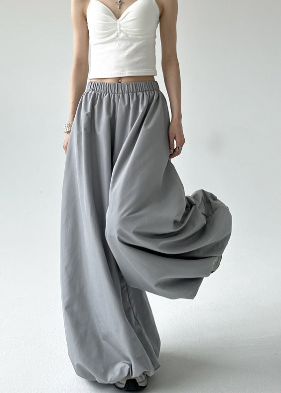 Fashion Grey Pockets Elastic Waist Lantern Pants Fall RU009 ABC