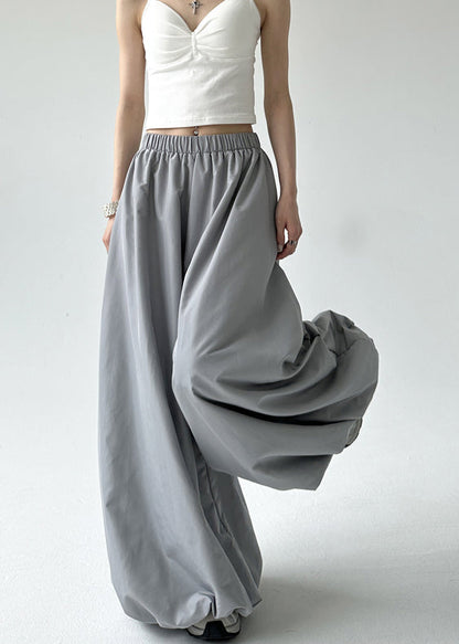 Fashion Grey Pockets Elastic Waist Lantern Pants Fall RU009 ABC
