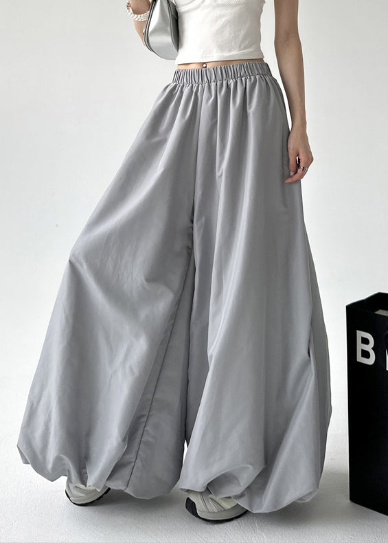 Fashion Grey Pockets Elastic Waist Lantern Pants Fall RU009 ABC