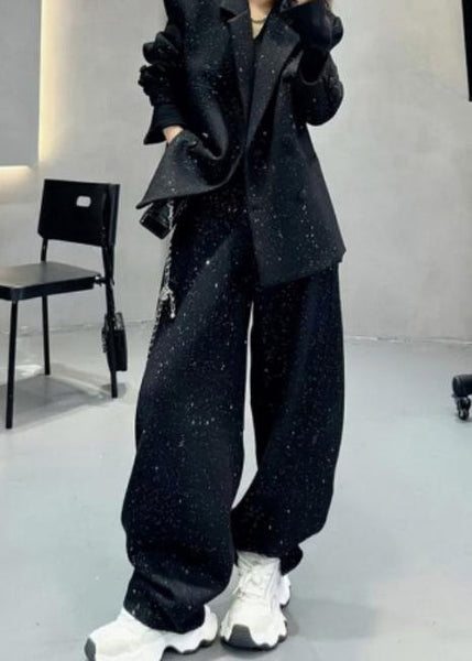 Fashion Grey Sequins Warm Fleece Woolen Pants Spring YO19 ABC