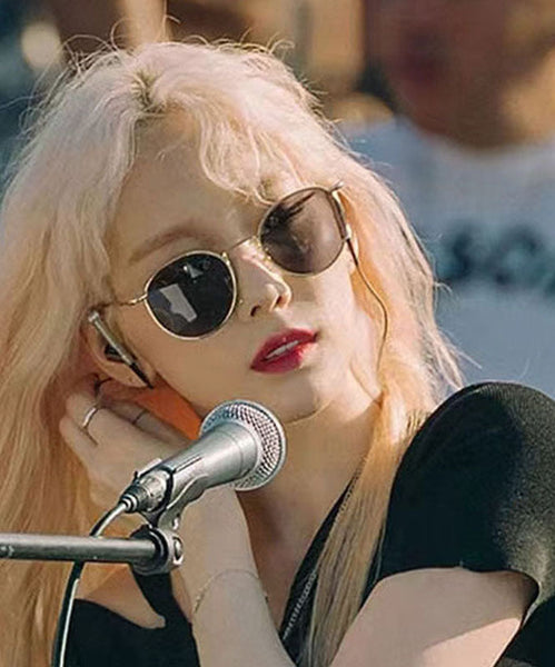 Fashion Grey Small Face Round Frame Hong Kong Wind Anti UV High Quality Sunglasses XS1050 Ada Fashion