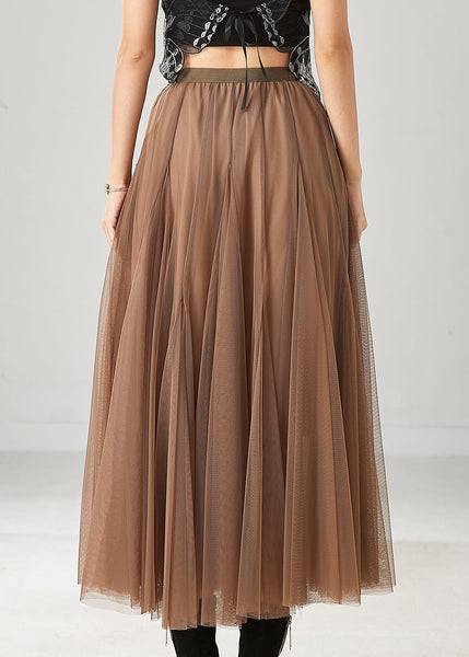 Fashion Khaki Exra Large Hem Nail Bead Tulle Skirts Spring YU1018 Ada Fashion