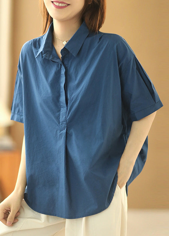 Cotton Patchwork Summer Pan Collar Peter Fashion Khaki Shirts FashionChic