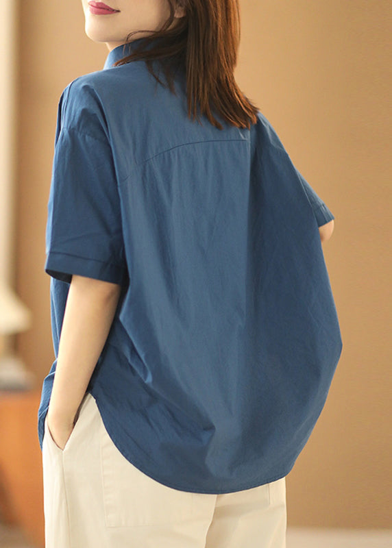 Cotton Patchwork Summer Pan Collar Peter Fashion Khaki Shirts FashionChic