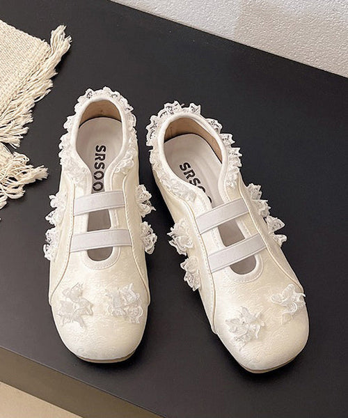 Silver Shoes Fashion Lace Splicing Flat Faux Leather FashionChic