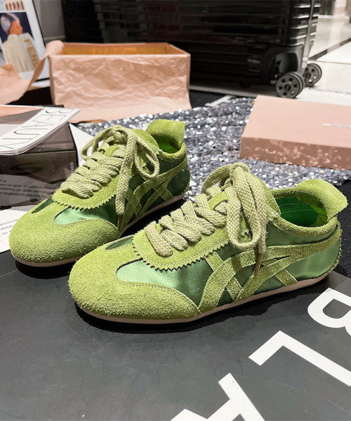 Fashion Lace Up Splicing Sport Flats Yellow Suede YC007 ABC