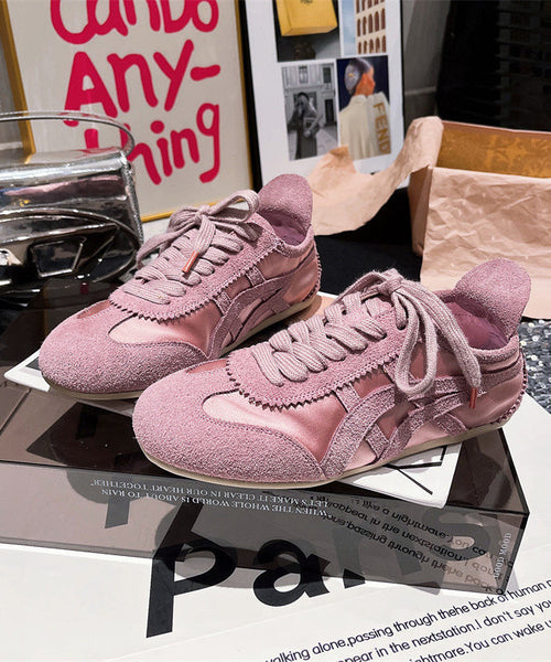 Fashion Lace Up Splicing Sport Flats Yellow Suede YC007 ABC