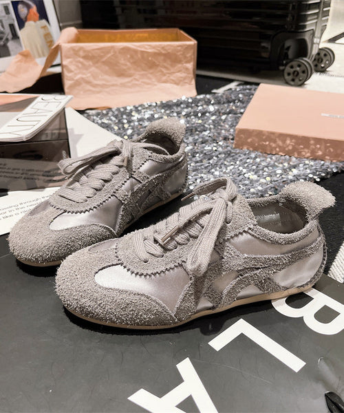 Fashion Lace Up Splicing Sport Flats Yellow Suede YC007 ABC