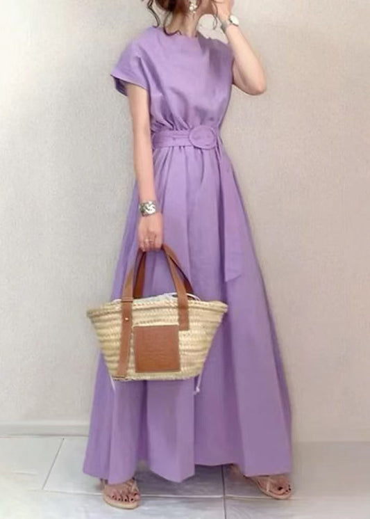 Cotton Tunic Summer Dress Ankle Large Exra Hem Fashion Lavender FashionChic