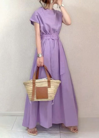 Cotton Tunic Summer Dress Ankle Large Exra Hem Fashion Lavender FashionChic