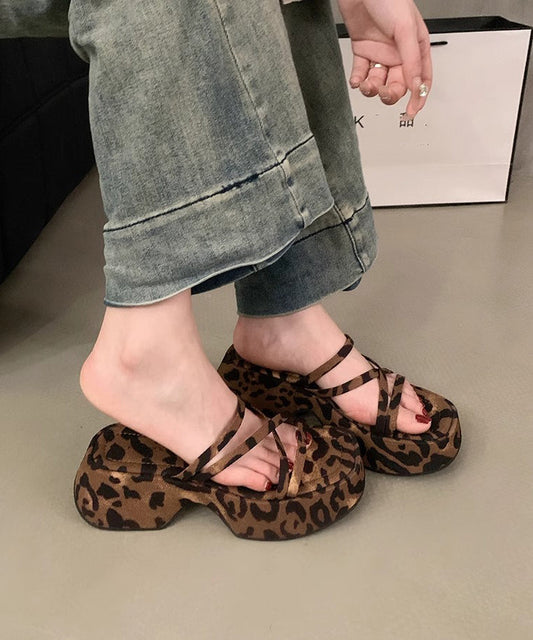 Fashion Leopard Platform Slide Sandals Peep Toe AA028 shoe-CS240815