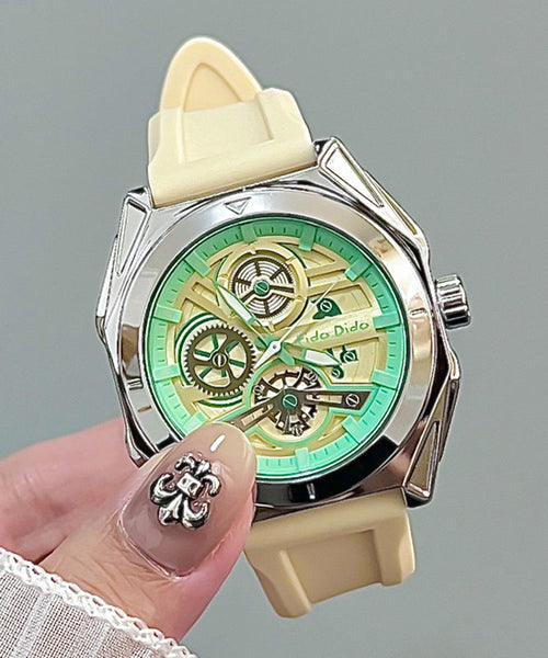 Fashion Rubber Green Out Quartz Light Silicone Hollow Movement FashionChic