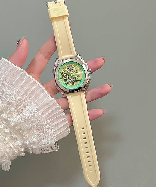 Fashion Rubber Green Out Quartz Light Silicone Hollow Movement FashionChic