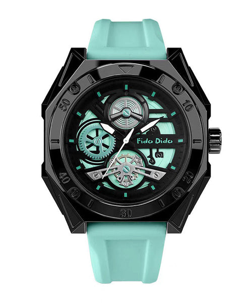 Fashion Rubber Green Out Quartz Light Silicone Hollow Movement FashionChic
