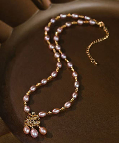 Light Purple Lock Safe Overgild Sterling Silver Fashion Pearl FashionChic