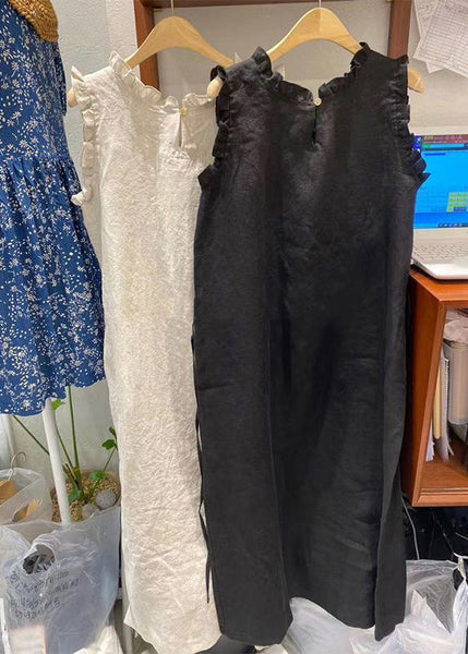 Fashion Loose Beige Ruffled Cotton Dresses Summer WW1020 Ada Fashion