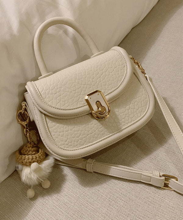 Fashion Milk White Cute Little Doll Faux Leather Mini Tote Handbag MM003 Bag-BGS240620
