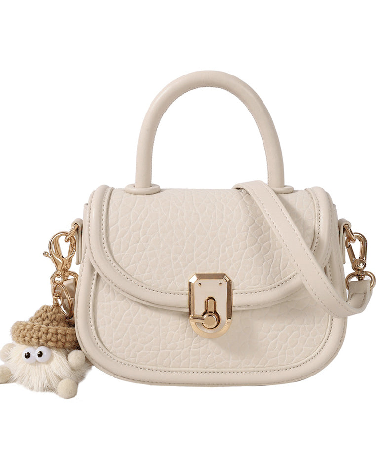 Fashion Milk White Cute Little Doll Faux Leather Mini Tote Handbag MM003 Bag-BGS240620