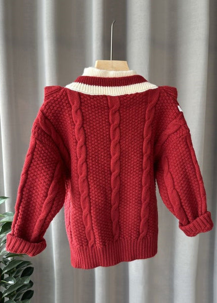 Fashion Mulberry Turtleneck Patchwork Fake Two Pieces Cotton Knit Kids Sweater Winter WL043 MM-RCTZ-NTGP241120