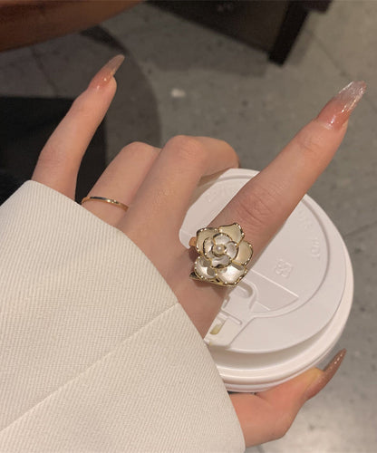 Rings Camellia Orange Fashion Pearl Copper FashionChic