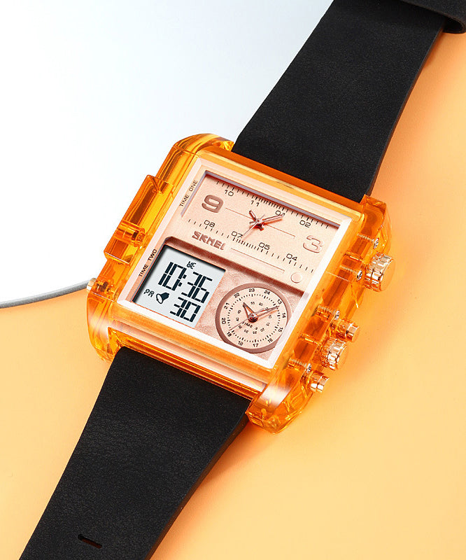 Fashion Orange Stainless Steel Sapphire Crystal Luminous Waterproof Electronic Watch QU001 JEW-WAT241007