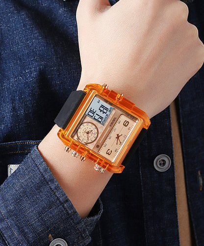 Fashion Orange Stainless Steel Sapphire Crystal Luminous Waterproof Electronic Watch QU001 JEW-WAT241007