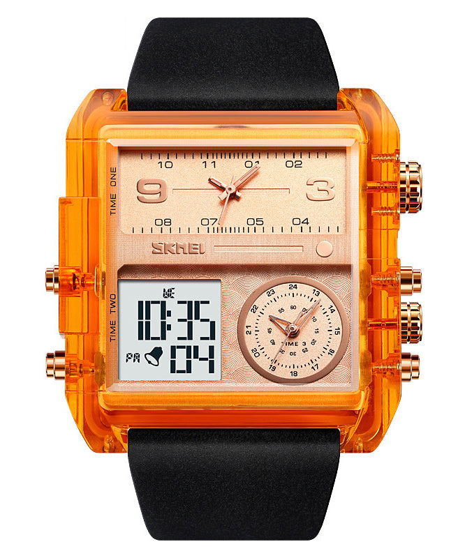 Fashion Orange Stainless Steel Sapphire Crystal Luminous Waterproof Electronic Watch QU001 JEW-WAT241007