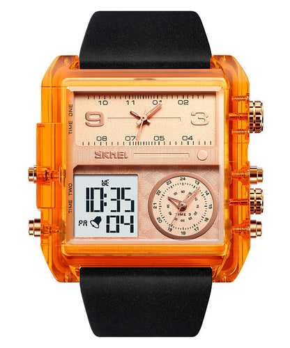 Fashion Orange Stainless Steel Sapphire Crystal Luminous Waterproof Electronic Watch QU001 JEW-WAT241007
