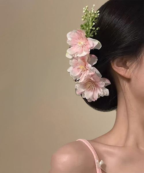 Pink Floral Alloy Hairpin Fashion Fabric FashionChic