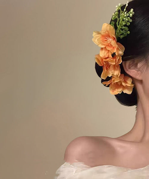 Pink Floral Alloy Hairpin Fashion Fabric FashionChic