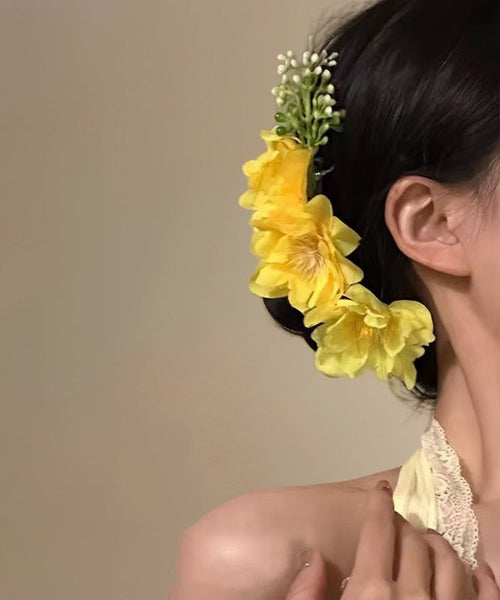 Pink Floral Alloy Hairpin Fashion Fabric FashionChic