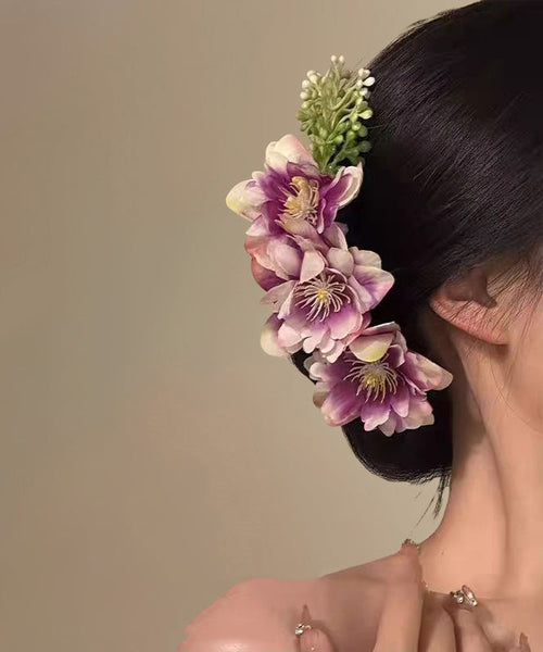 Pink Floral Alloy Hairpin Fashion Fabric FashionChic