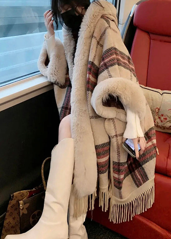 Fashion Pink Fur Collar Tassel Hooded Woolen Coat Fall WO041 HS-NCT241109