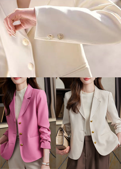 Fashion Pink Notched Metal Buttons Jackets Spring YJ033 ABC