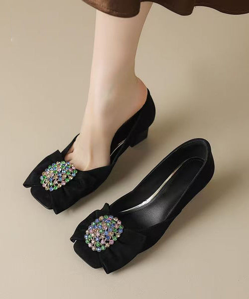 Fashion Purple Bow Zircon Splicing Chunky High Heels YC020 ABC