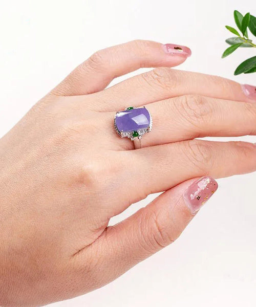 Fashion Purple Sterling Silver Overgild Gem Stone Rings AC1051 Genistyle Shop