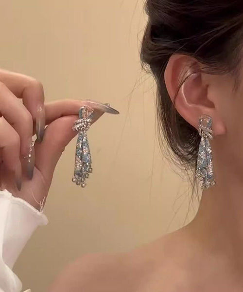 Fashion Tassel Earrings Silk Alloy Drop Zircon Rainbow FashionChic