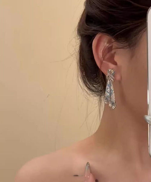 Fashion Tassel Earrings Silk Alloy Drop Zircon Rainbow FashionChic