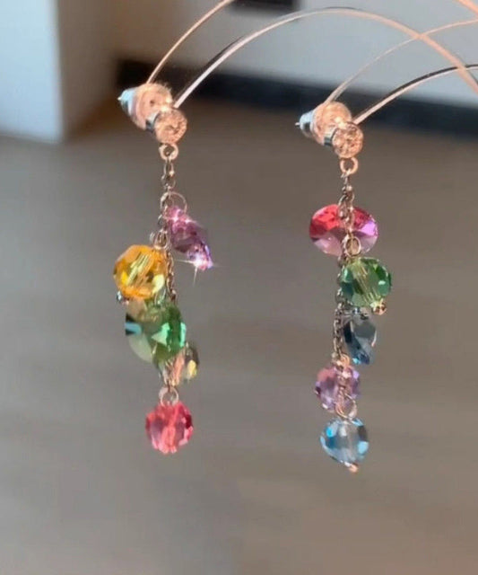 Copper Tassel Fashion Zircon Earrings Drop Overgild Rainbow FashionChic