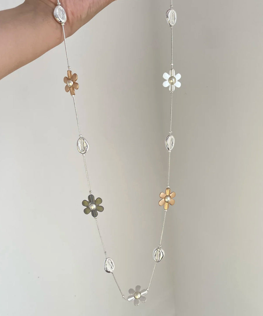 Gratuated Fashion Bead Rainbow Alloy Floral Necklace Metal Zircon FashionChic