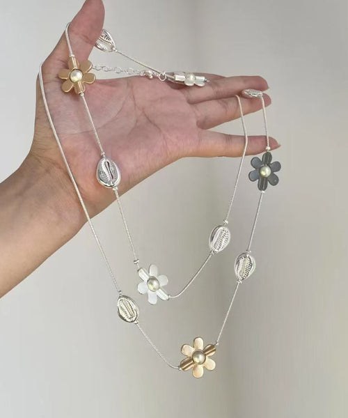 Gratuated Fashion Bead Rainbow Alloy Floral Necklace Metal Zircon FashionChic