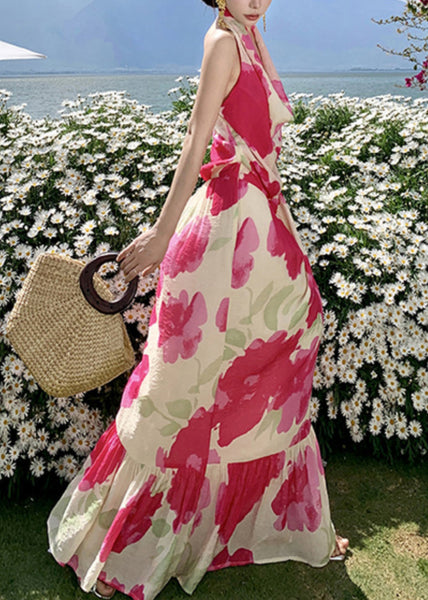 Fashion Dresses Bow Backless Red Long Summer Vacation FashionChic