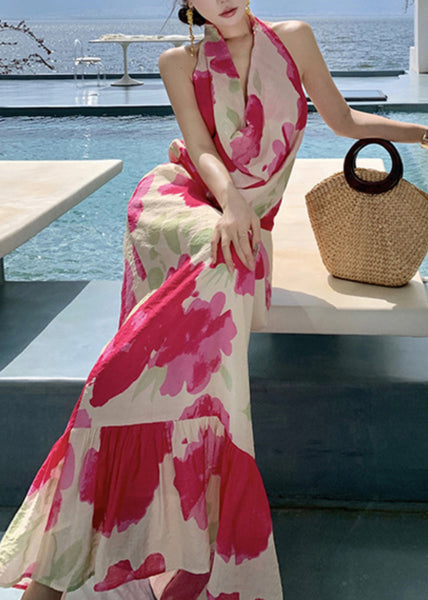 Fashion Dresses Bow Backless Red Long Summer Vacation FashionChic