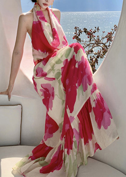 Fashion Dresses Bow Backless Red Long Summer Vacation FashionChic