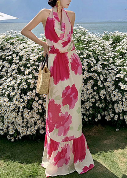 Fashion Dresses Bow Backless Red Long Summer Vacation FashionChic