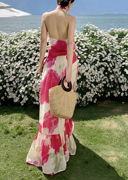 Fashion Dresses Bow Backless Red Long Summer Vacation FashionChic