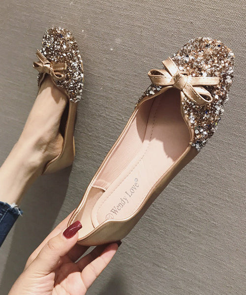 Loafers Splicing Sequins Faux Red Fashion Penny Bow Leather FashionChic