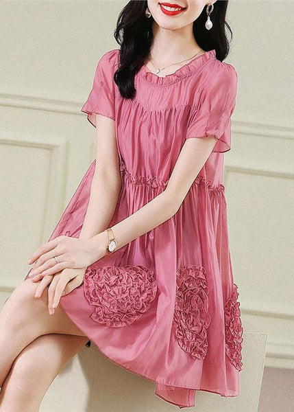 Red Chiffon Dresses Ruffled Short Floral Fashion Sleev Mid FashionChic